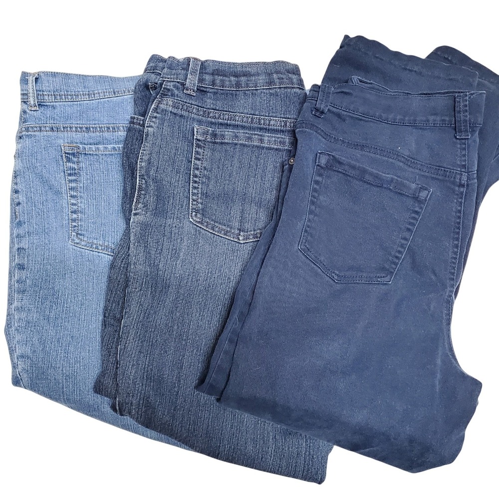 Gloria Vanderbilt Amanda High Rise Tapered Jeans Bundle Size 12 Blue Navy 3 Pair